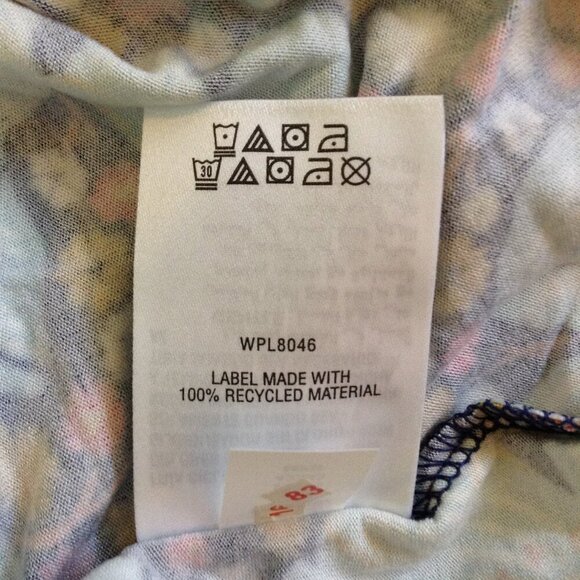 NWT Style & Co, "XL" Blue Floral Blouse, Ribbing, Bell Sleeves, Bohemian, V neck - Picture 7 of 7